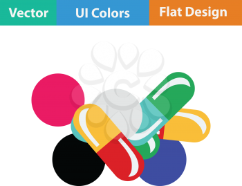 Pill and tabs icon. Flat color design. Vector illustration.