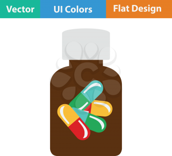 Pills bottle icon. Flat color design. Vector illustration.