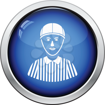 American football referee icon. Glossy button design. Vector illustration.