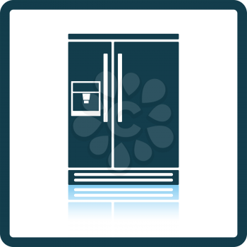 Wide refrigerator icon. Shadow reflection design. Vector illustration.