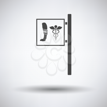 Vet clinic icon on gray background with round shadow. Vector illustration.