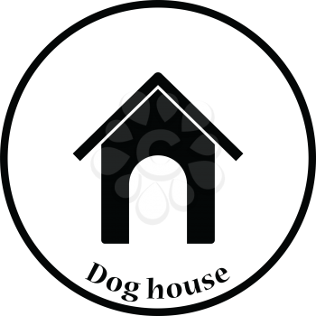 Dog house icon. Thin circle design. Vector illustration.