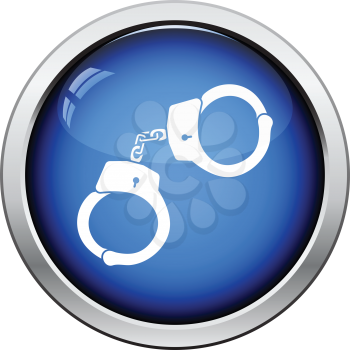 Police handcuff icon. Glossy button design. Vector illustration.
