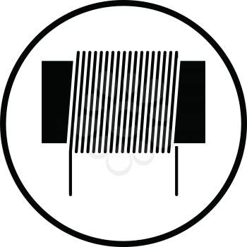 Inductor coil icon. Thin circle design. Vector illustration.