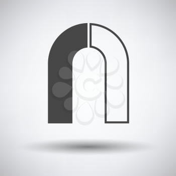 Magnet icon on gray background with round shadow. Vector illustration.