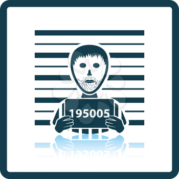 Prisoner in front of wall with scale icon. Shadow reflection design. Vector illustration.