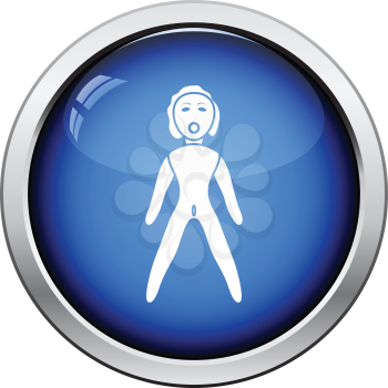 Sex dummy icon. Glossy button design. Vector illustration.