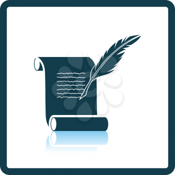 Feather and scroll icon. Shadow reflection design. Vector illustration.