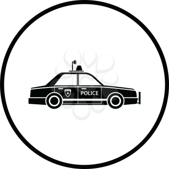 Police car icon. Thin circle design. Vector illustration.