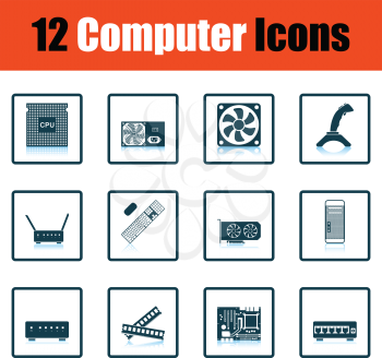 Set of computer icons. Shadow reflection design. Vector illustration.