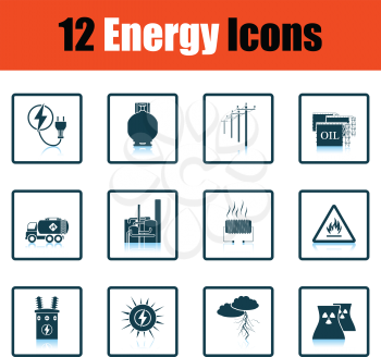 Energy icon set. Shadow reflection design. Vector illustration.