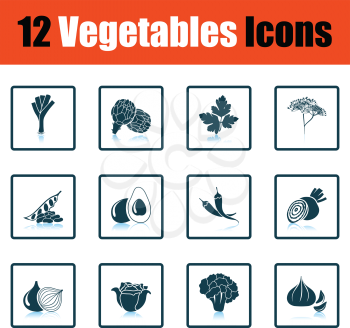Vegetables icon set. Shadow reflection design. Vector illustration.