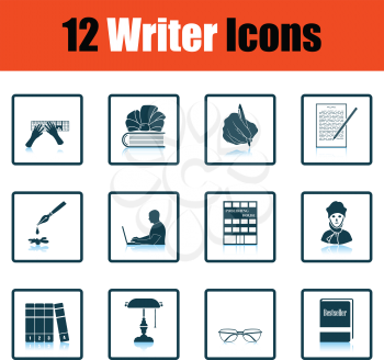 Set of writer icons. Flat design tennis icon set in ui colors. Vector illustration.