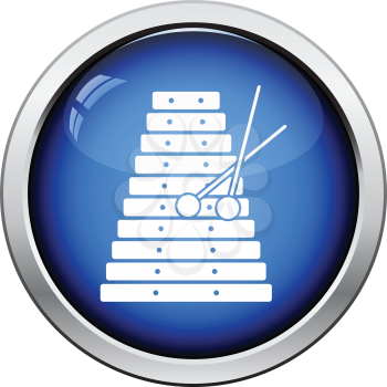Xylophone icon. Glossy button design. Vector illustration.