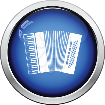 Accordion icon. Glossy button design. Vector illustration.