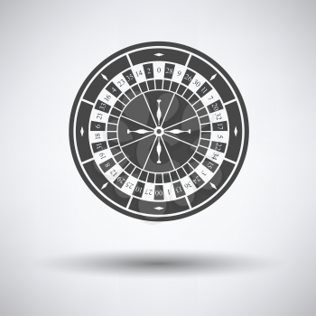 Roulette wheel icon on gray background with round shadow. Vector illustration.