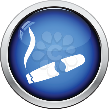Cigar icon. Glossy button design. Vector illustration.
