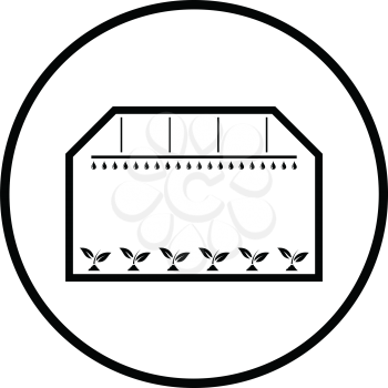 Greenhouse icon. Thin circle design. Vector illustration.
