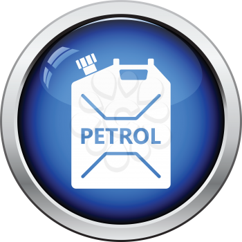 Fuel canister icon. Glossy button design. Vector illustration.