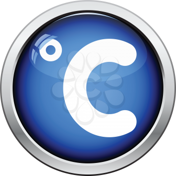 Celsius degree icon. Glossy button design. Vector illustration.