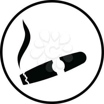Cigar icon. Thin circle design. Vector illustration.