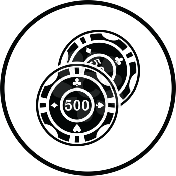 Casino chips icon. Thin circle design. Vector illustration.
