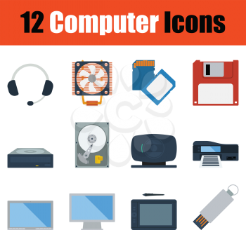Computer icon set. Color flat design. Vector illustration.