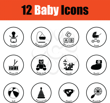 Set of baby icons.  Thin circle design. Vector illustration.