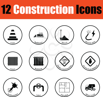 Construction icon set.  Thin circle design. Vector illustration.