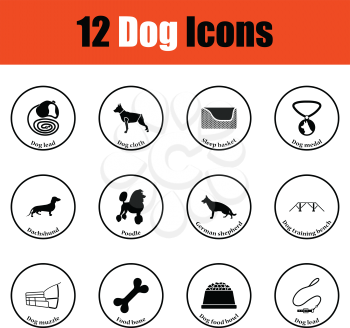 Set of dog breeding icons.  Thin circle design. Vector illustration.