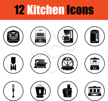 Kitchen icon set.  Thin circle design. Vector illustration.