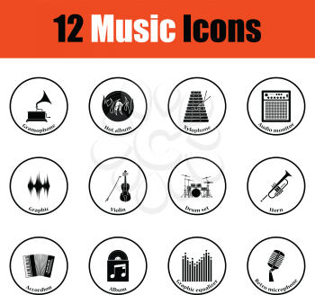 Set of musical icons..  Thin circle design. Vector illustration.