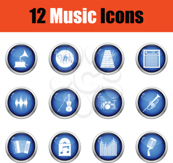 Set of musical icons.  Glossy button design. Vector illustration.