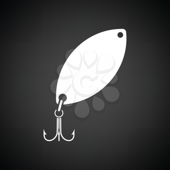 Icon of Fishing spoon. Black background with white. Vector illustration.