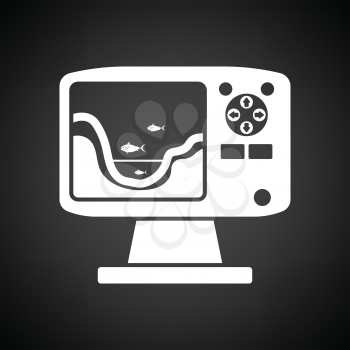 Icon of echo sounder  . Black background with white. Vector illustration.