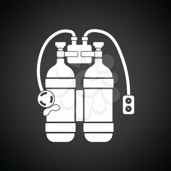 Icon of scuba. Black background with white. Vector illustration.
