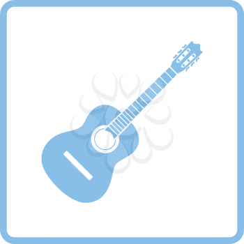Acoustic guitar icon. Blue frame design. Vector illustration.