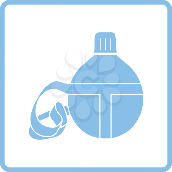 Touristic flask  icon. Blue frame design. Vector illustration.