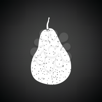 Pear icon. Black background with white. Vector illustration.