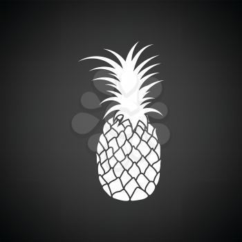 Pineapple icon. Black background with white. Vector illustration.