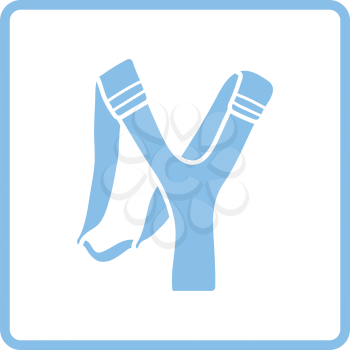 Hunting  slingshot  icon. Blue frame design. Vector illustration.