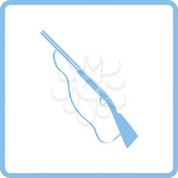 Hunting gun icon. Blue frame design. Vector illustration.
