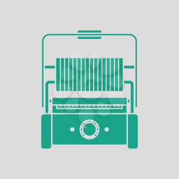 Kitchen electric grill icon. Gray background with green. Vector illustration.