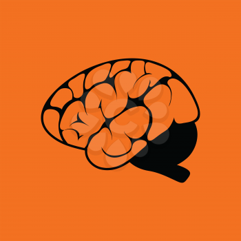 Brain icon. Orange background with black. Vector illustration.