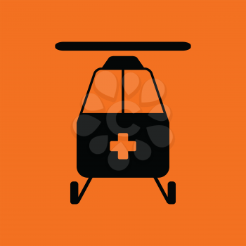 Medevac icon. Orange background with black. Vector illustration.