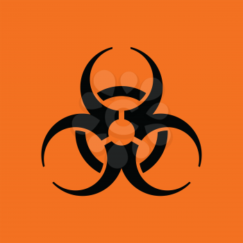 Biohazard icon. Orange background with black. Vector illustration.