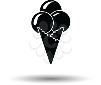 Ice-cream cone icon. White background with shadow design. Vector illustration.