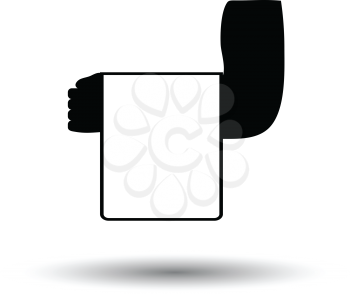 Waiter hand with towel icon. White background with shadow design. Vector illustration.