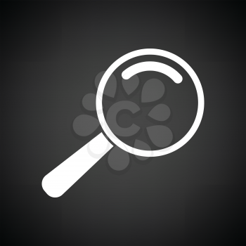 Loupe icon. Black background with white. Vector illustration.