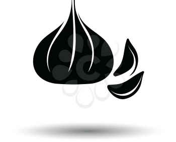 Garlic  icon. White background with shadow design. Vector illustration.